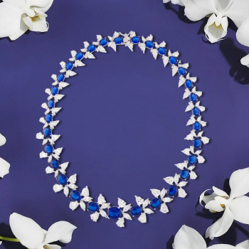 Oval Cut Royal Blue Sapphire Statement Necklace