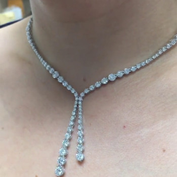 Round Cut White Sapphire Necklace & Earrings Jewelry Set