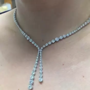 Round Cut White Sapphire Necklace & Earrings Jewelry Set