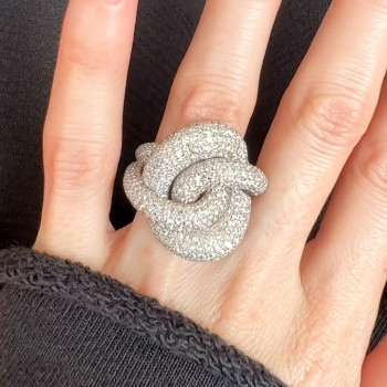 5ctw White Sapphire Paved Cross Knot Cocktail Ring