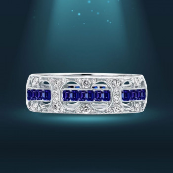 4.5ct Radiant Cut Blue Sapphire Eternity Band