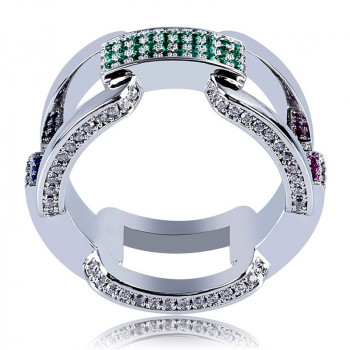 Hip Hop Colorful Stone Wedding Band for Men