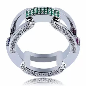 Hip Hop Colorful Stone Wedding Band for Men