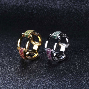 Hip Hop Colorful Stone Wedding Band for Men