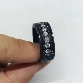 4.5ct Round Cut White Sapphire Eternity Band in Black Gold