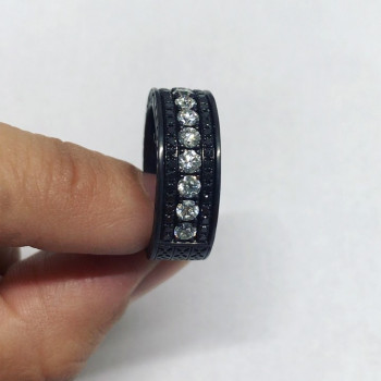 4.5ct Round Cut White Sapphire Eternity Band in Black Gold