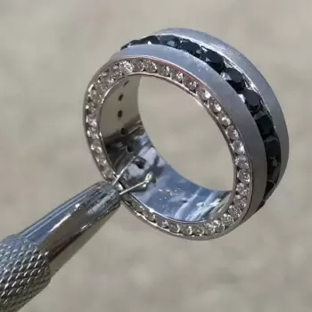 Round Cut Black Sapphire Eternity Band for Men