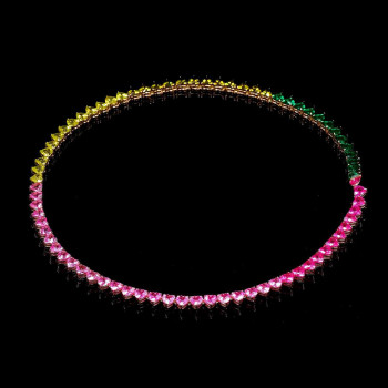 45ctw Multi-color Sapphire Heart Necklace