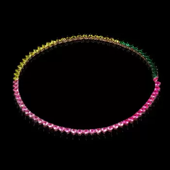 45ctw Multi-color Sapphire Heart Necklace