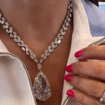 13ct Pear Cut White Sapphire Statement Necklace