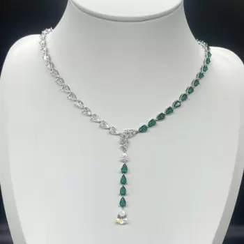 Pear Cut Green Sapphire Necklace