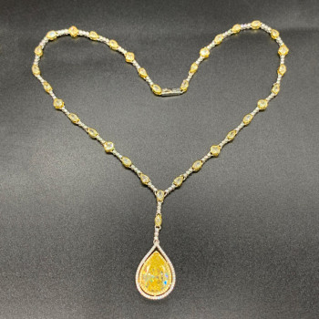 26.95ct Pear Cut Yellow Sapphire Pendant Necklace