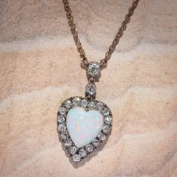 6ct Heart-Shaped Opal Vintage Pendant Necklace