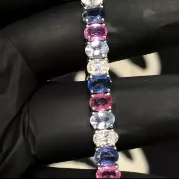22ctw Oval Cut Multicolor Sapphire Tennis Bracelet