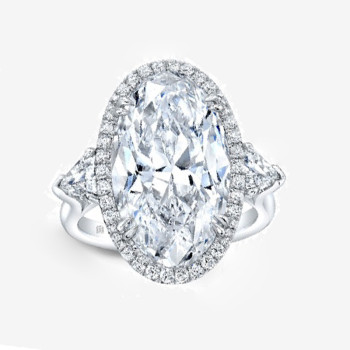 8ct Oval Cut Three-stone Halo Engagement Ring