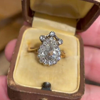 3ct Pear Cut White Sapphire Vintage Crown Ring