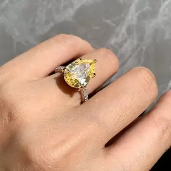 5ct Pear Cut Yellow Sapphire Classic Engagement Ring