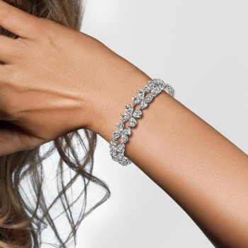 16ctw Pear Cut White Sapphire Floral Bracelet