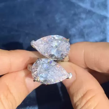 19ctw Pear Cut White Sapphire Two Stone Engagement Ring