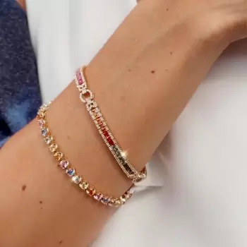 10.5ctw Rainbow Color Sapphire Tennis Bracelet