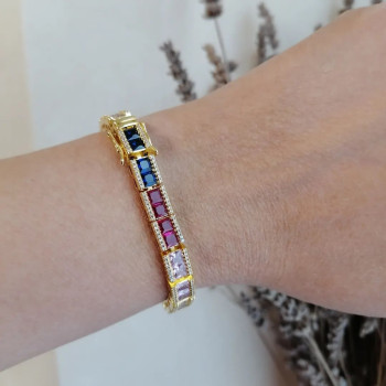 15.8ctw Multicolor Sapphire Tennis Bracelet