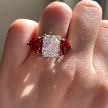 6.8ct Radiant Cut White Sapphire Engagement Ring