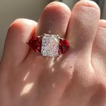 6.8ct Radiant Cut White Sapphire Engagement Ring