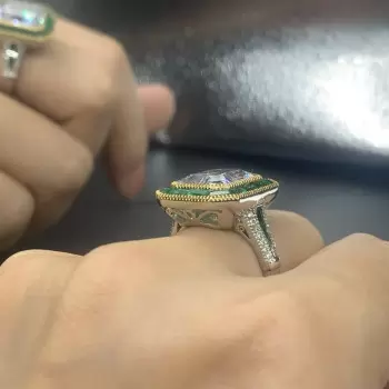 6ct Halo Emerald Cut Art-deco Engagement Ring
