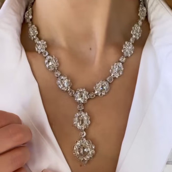 66ctw Halo Rose Cut Flower Necklace