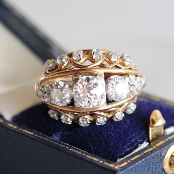 7ctw White Sapphire Two Tone Vintage Dome Ring