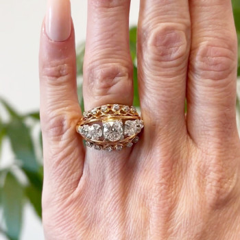7ctw White Sapphire Two Tone Vintage Dome Ring