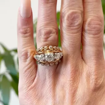 7ctw White Sapphire Two Tone Vintage Dome Ring