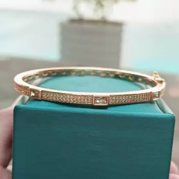 Baguette Cut White Sapphire Classic Tennis Bangle