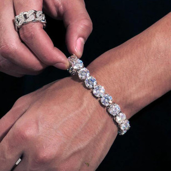 55ctw 9MM Round Cut White Sapphire Statement Bracelet