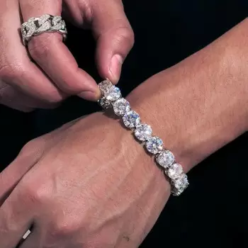 55ctw 9MM Round Cut White Sapphire Statement Bracelet