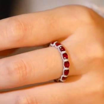 2.25ct Oval Cut Ruby Eternity Band