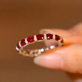 2.25ct Oval Cut Ruby Eternity Band
