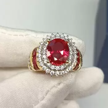 2.5ct Halo Oval Cut Ruby Engagement Ring