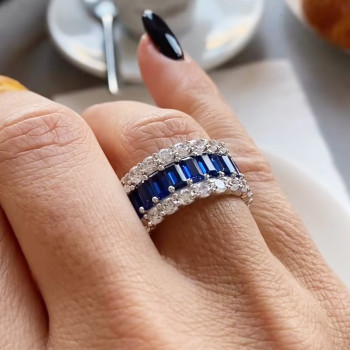 7.8ct Baguette Cut Blue Sapphire Eternity Band