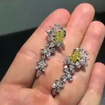 8ct Radiant Cut Fancy Yellow Sapphire Drop Earrings