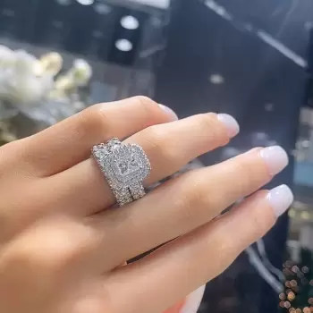 3.5ct Radiant Cut White Sapphire Wedding Ring Set