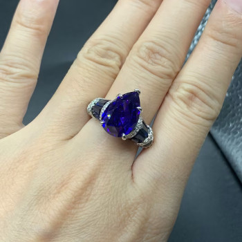 5.4ct Pear Cut Blue Sapphire Engagement Ring