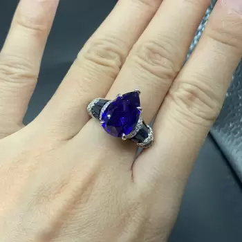 5.4ct Pear Cut Blue Sapphire Engagement Ring
