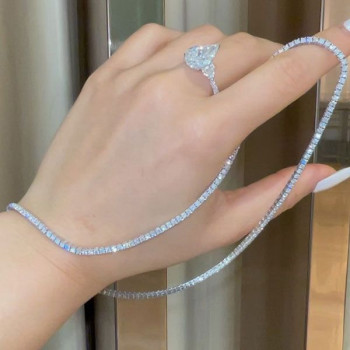 Handmade Round Cut White Sapphire Tennis Necklace