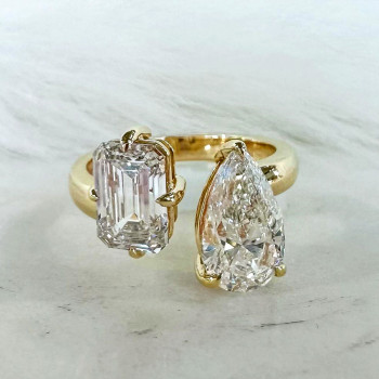 8ctw Emerald and Pear Cut Toi Et Moi Engagement Ring
