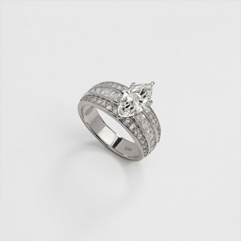 3ct Marquise Cut White Sapphire Engagement Ring