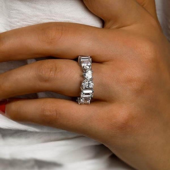 Multi-Cut White Sapphire Eternity Band
