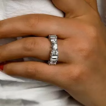 Multi-Cut White Sapphire Eternity Band