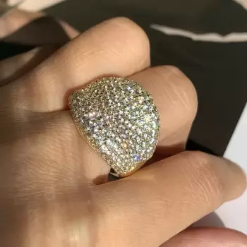 Paved White Sapphire Curved Bold Cocktail Ring