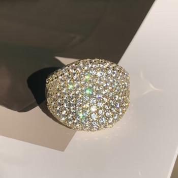 Paved White Sapphire Curved Bold Cocktail Ring